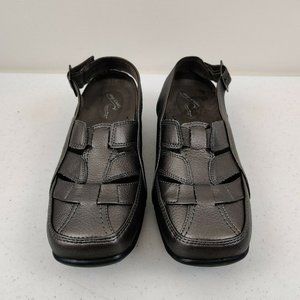 Easy Street Comfort Wave Sz 7.5 Dark Gray Metallic Loafers Walking Shoes